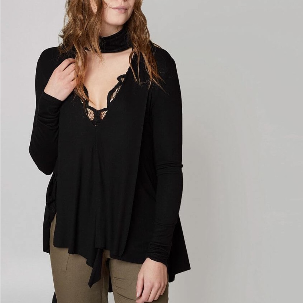 Free People Uptown Turtleneck Top Black, size Medium